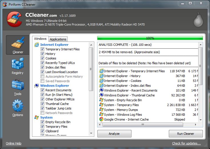 CCleaner2 - seznam souborů